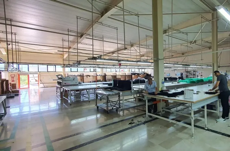 Fabric cutting table in the Cherryrose Textile production base, Istanbul